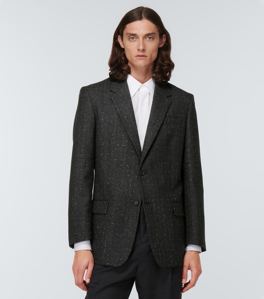 Single-breasted wool tweed blazer | Versace