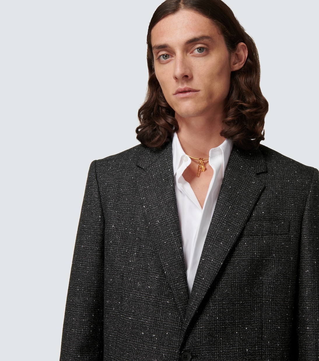 Single-breasted wool tweed blazer | Versace