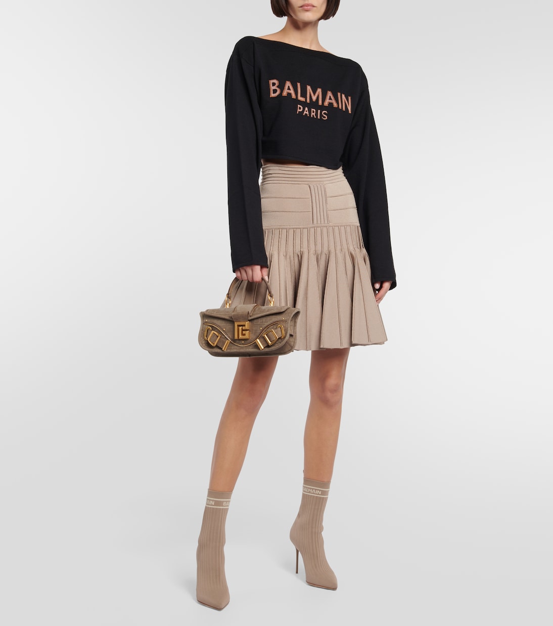 Pull raccourci en laine mélangée | Balmain