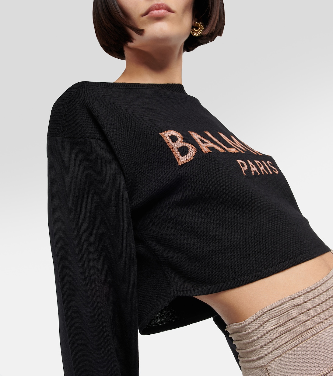 Pull raccourci en laine mélangée | Balmain
