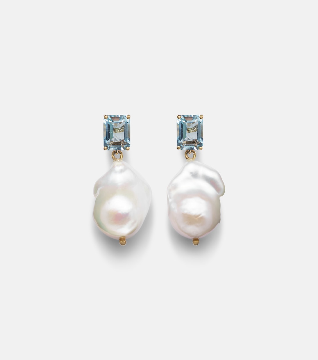 14kt gold earrings with pearls and topaz | Mateo