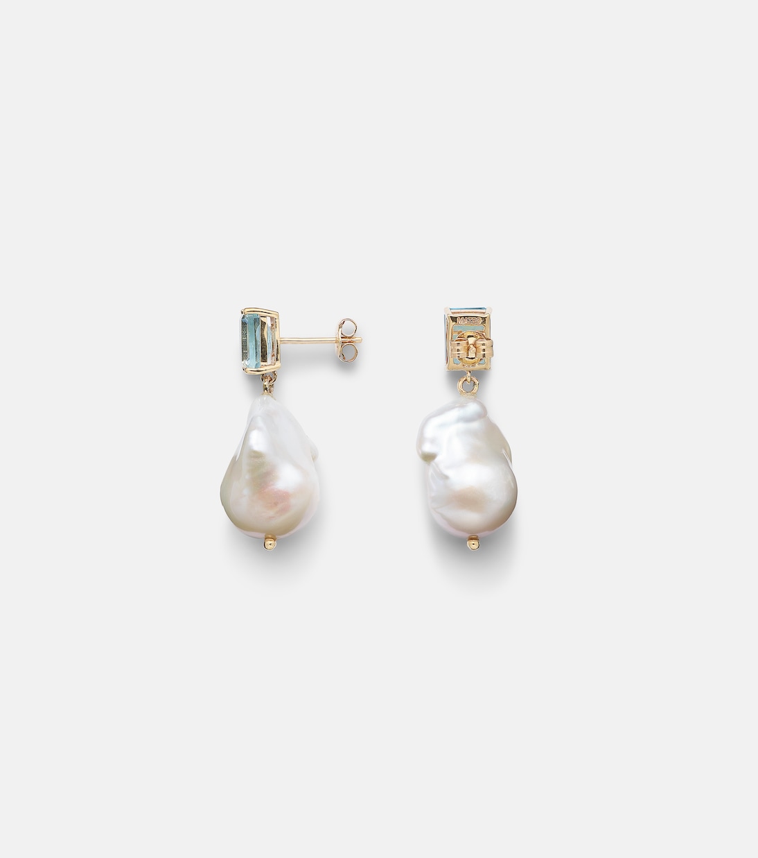 14kt gold earrings with pearls and topaz | Mateo