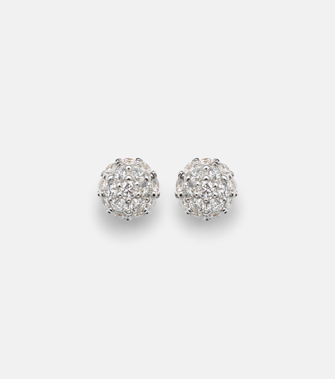 Dainty Mirror Ball 10kt gold stud earrings with diamonds | Stone and Strand