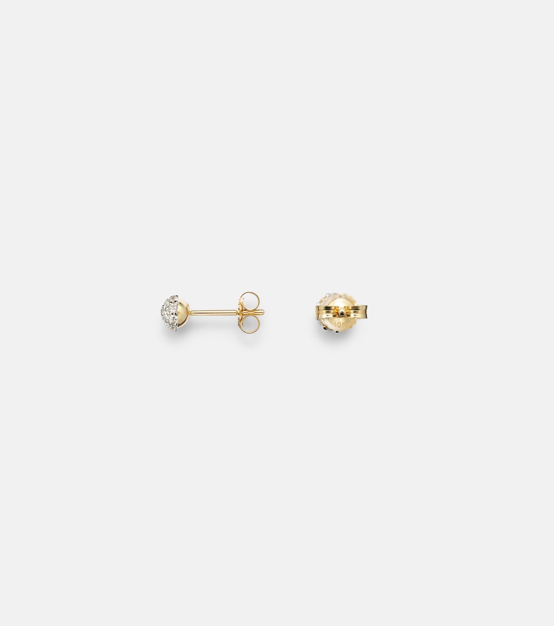 Dainty Mirror Ball 10kt gold stud earrings with diamonds | Stone and Strand