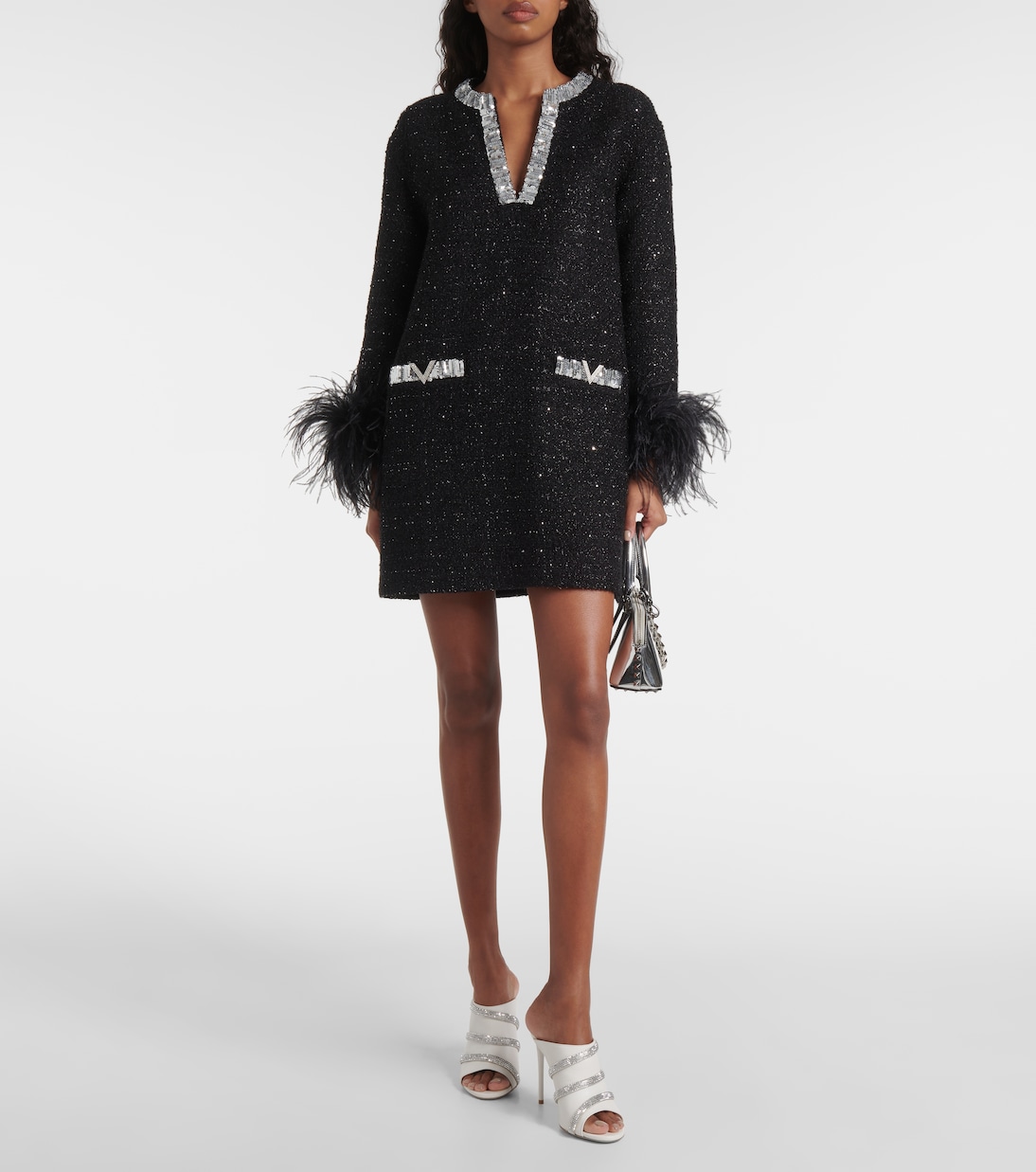 Verzierte Pantoletten Sally aus Leder | Rene Caovilla