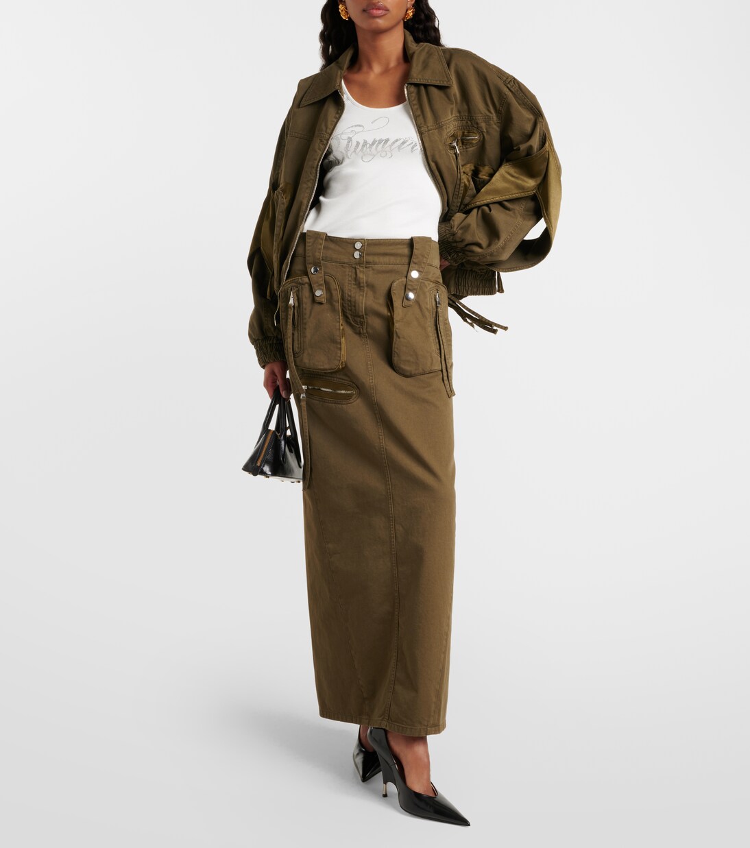 Denim cargo maxi skirt  | Blumarine