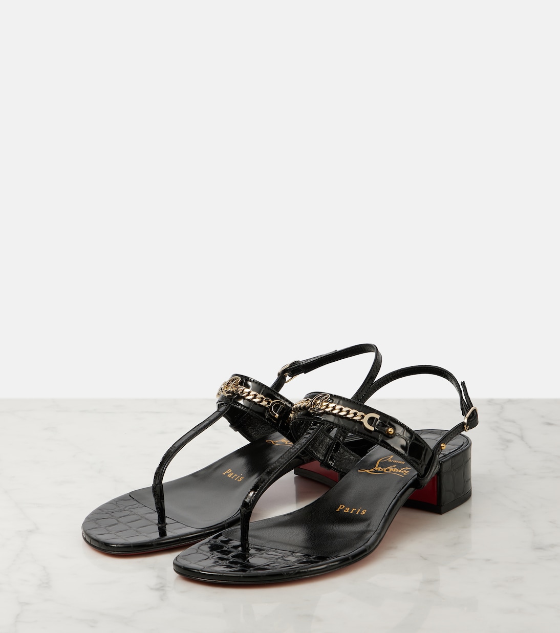 MJ Thong croc-effect leather sandals | Christian Louboutin