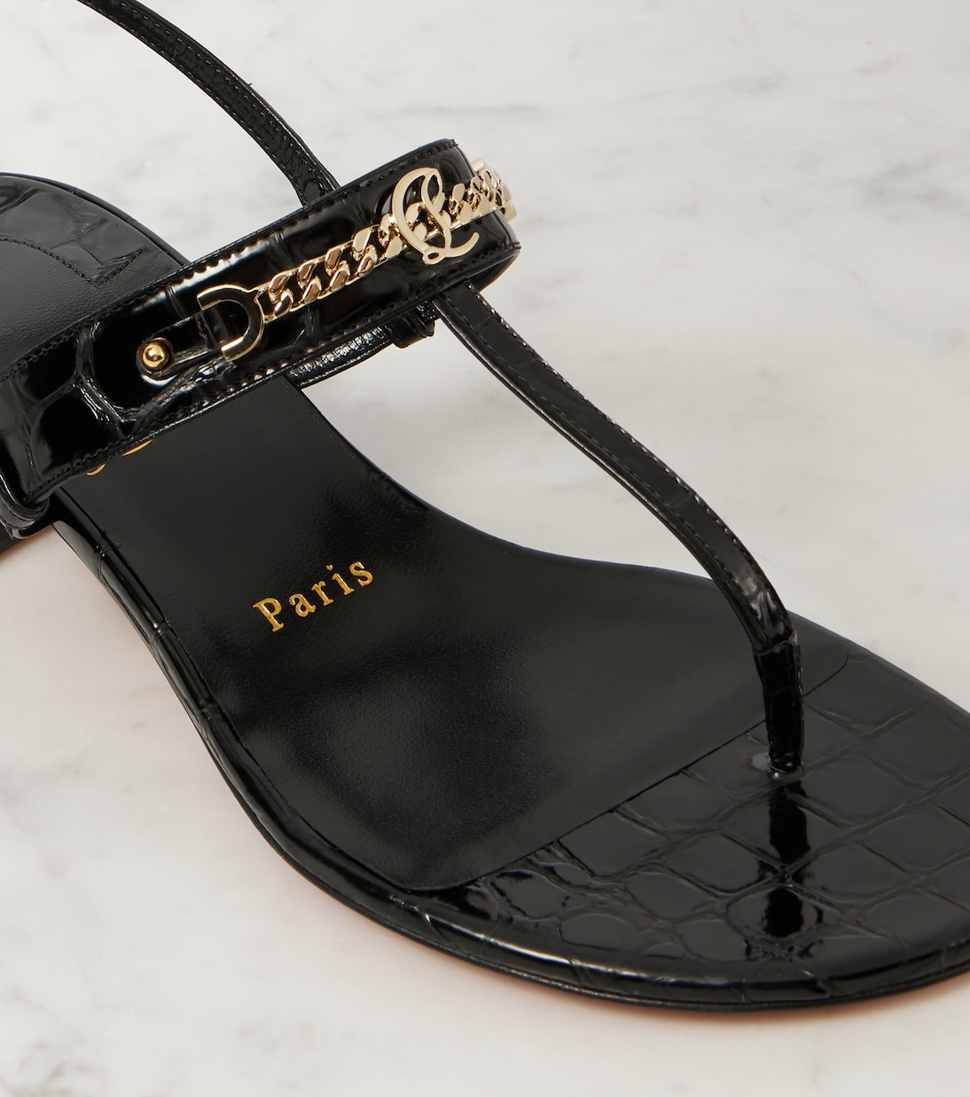 MJ Thong croc-effect leather sandals | Christian Louboutin