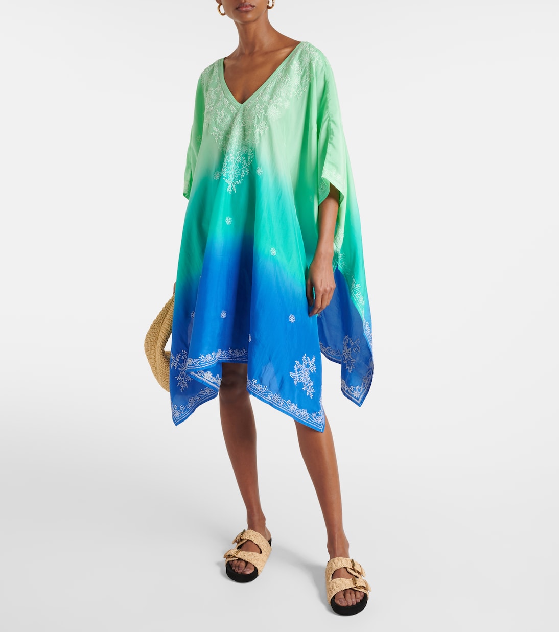 Embroidered ombré silk kaftan | Juliet Dunn