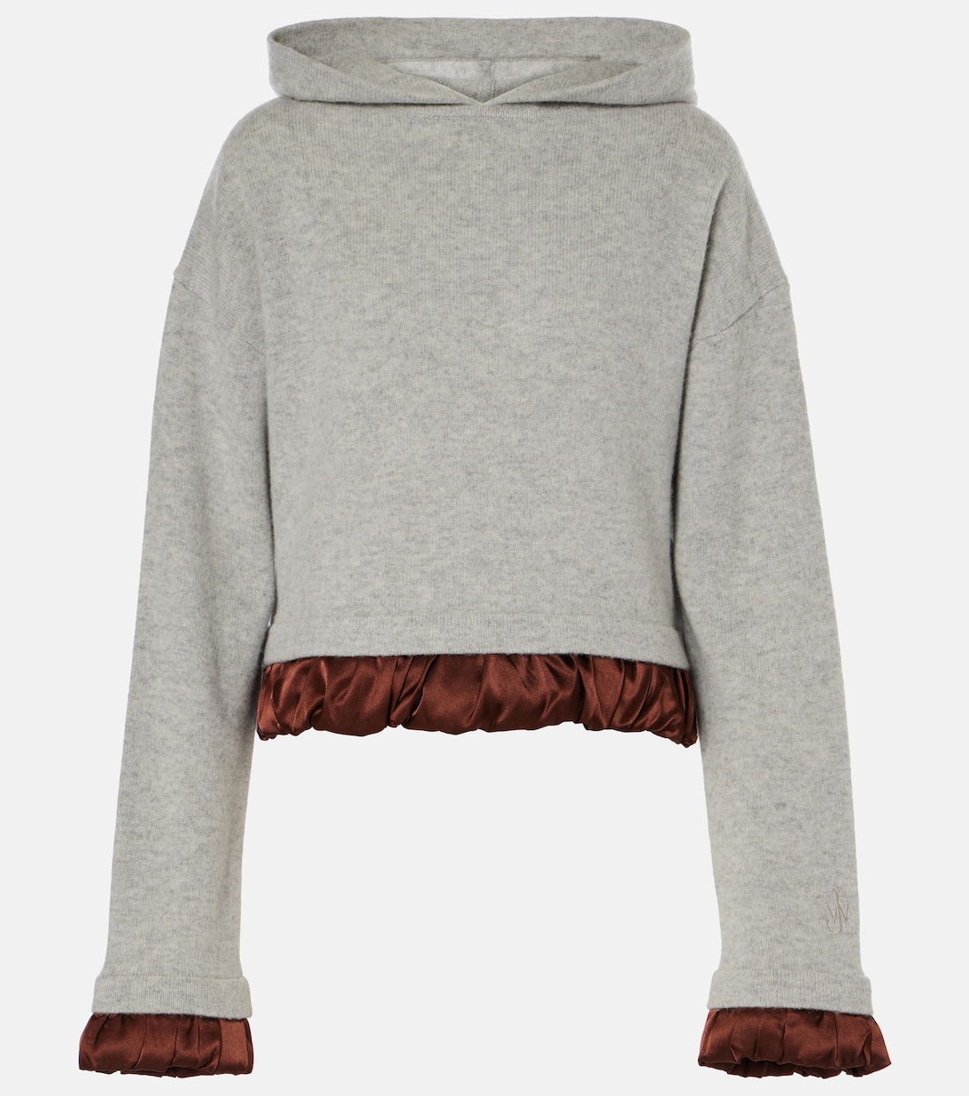 Cropped satin-trimmed wool hoodie | JW Anderson