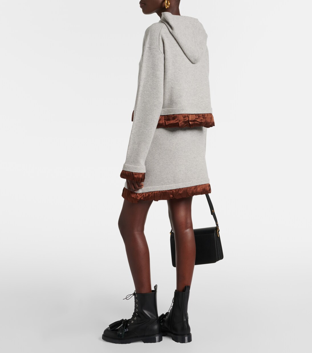 Cropped satin-trimmed wool hoodie | JW Anderson