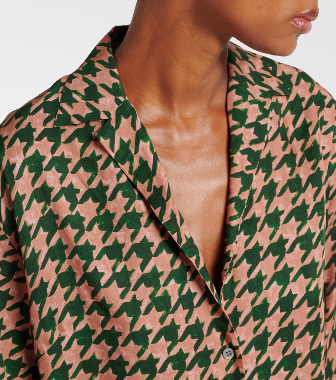 Chemise en satin à motif pied-de-poule | Dries Van Noten