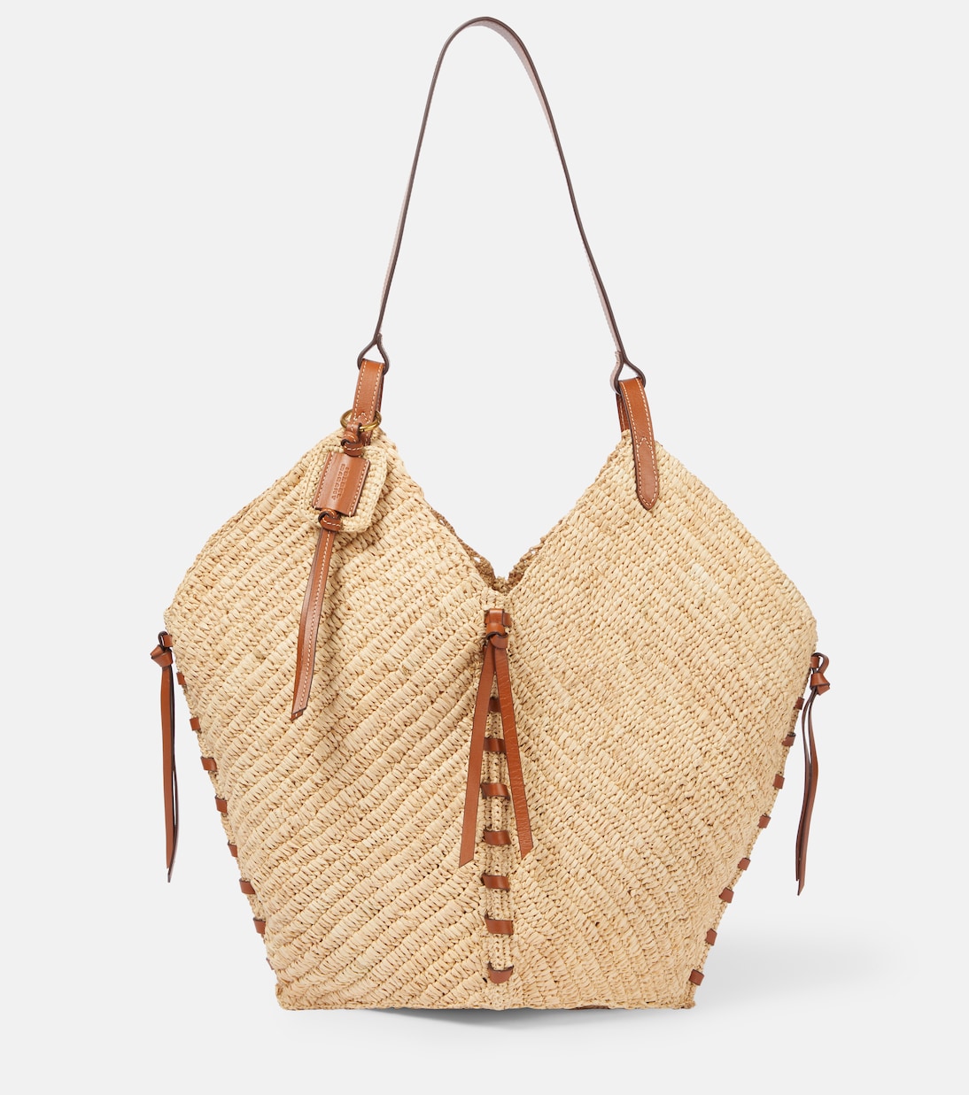 Tampa leather-trimmed raffia shoulder bag | Isabel Marant