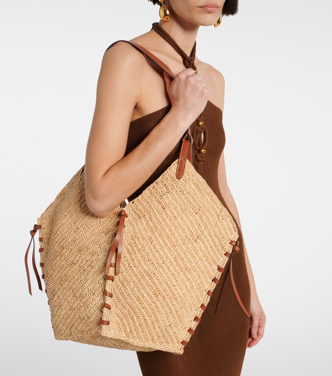 Tampa leather-trimmed raffia shoulder bag | Isabel Marant