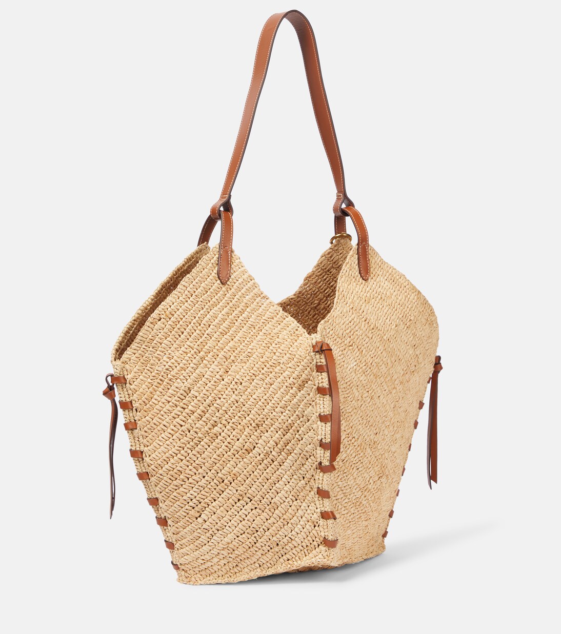 Tampa leather-trimmed raffia shoulder bag | Isabel Marant