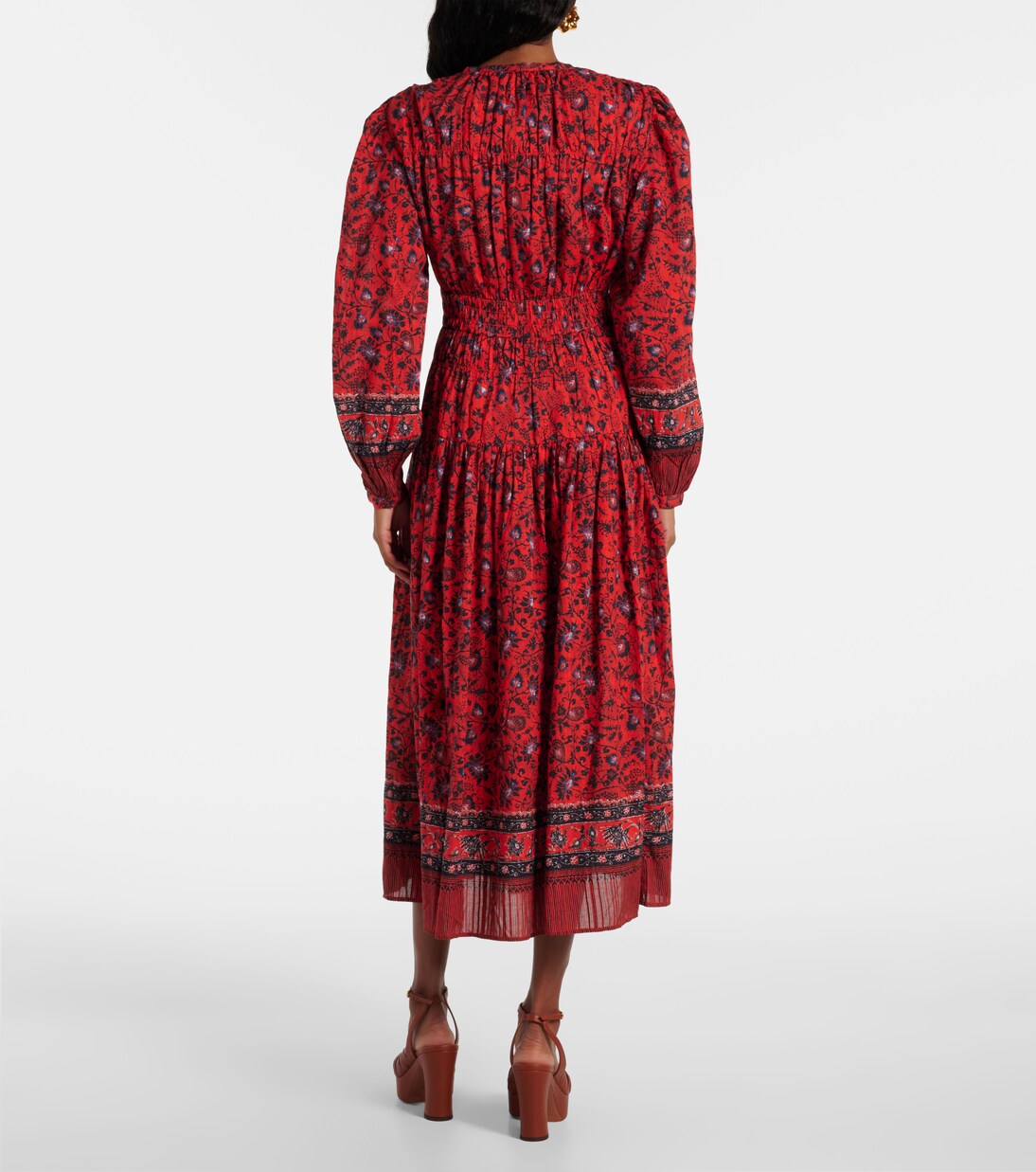 Robe midi Mona en coton mélangé à fleurs | Ulla Johnson