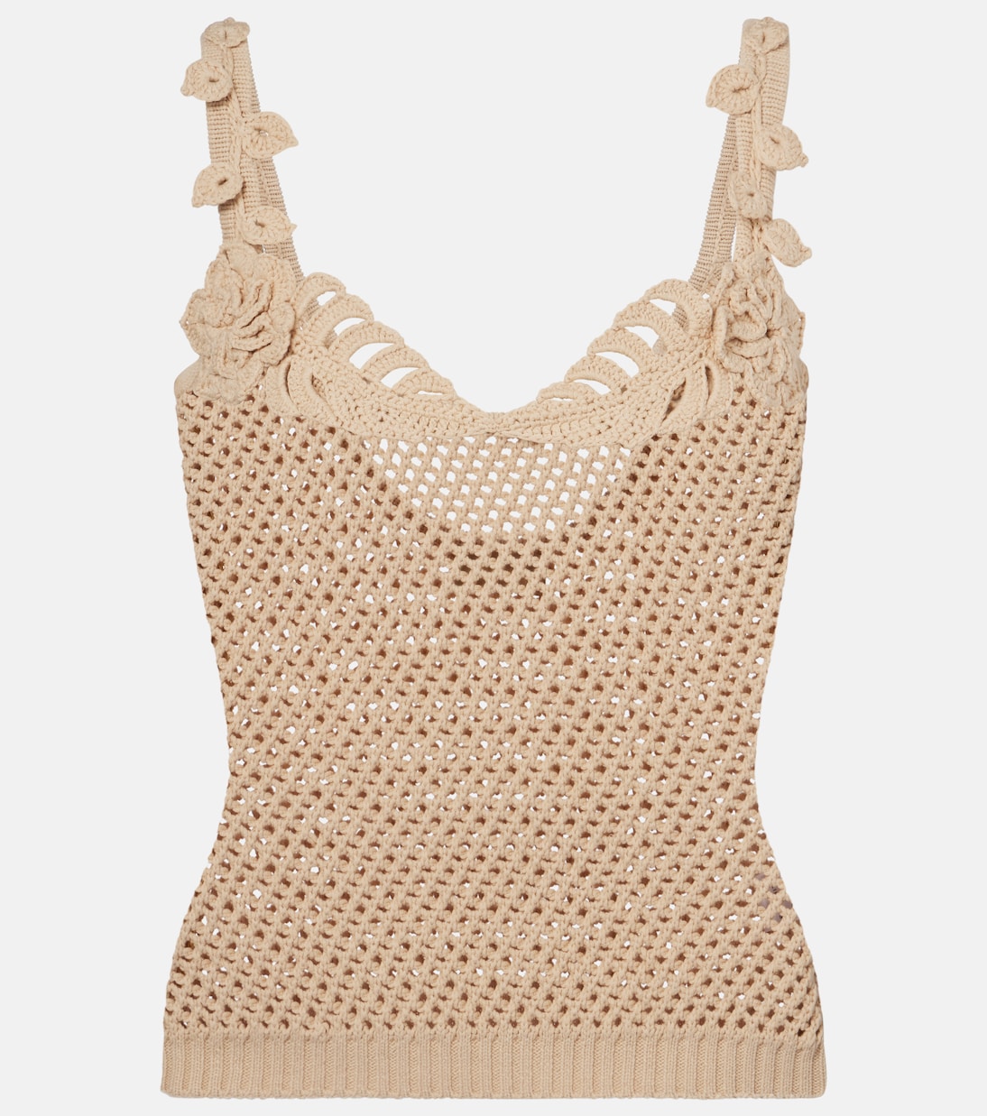 Crochet floral-appliqué cotton-blend top | Elie Saab