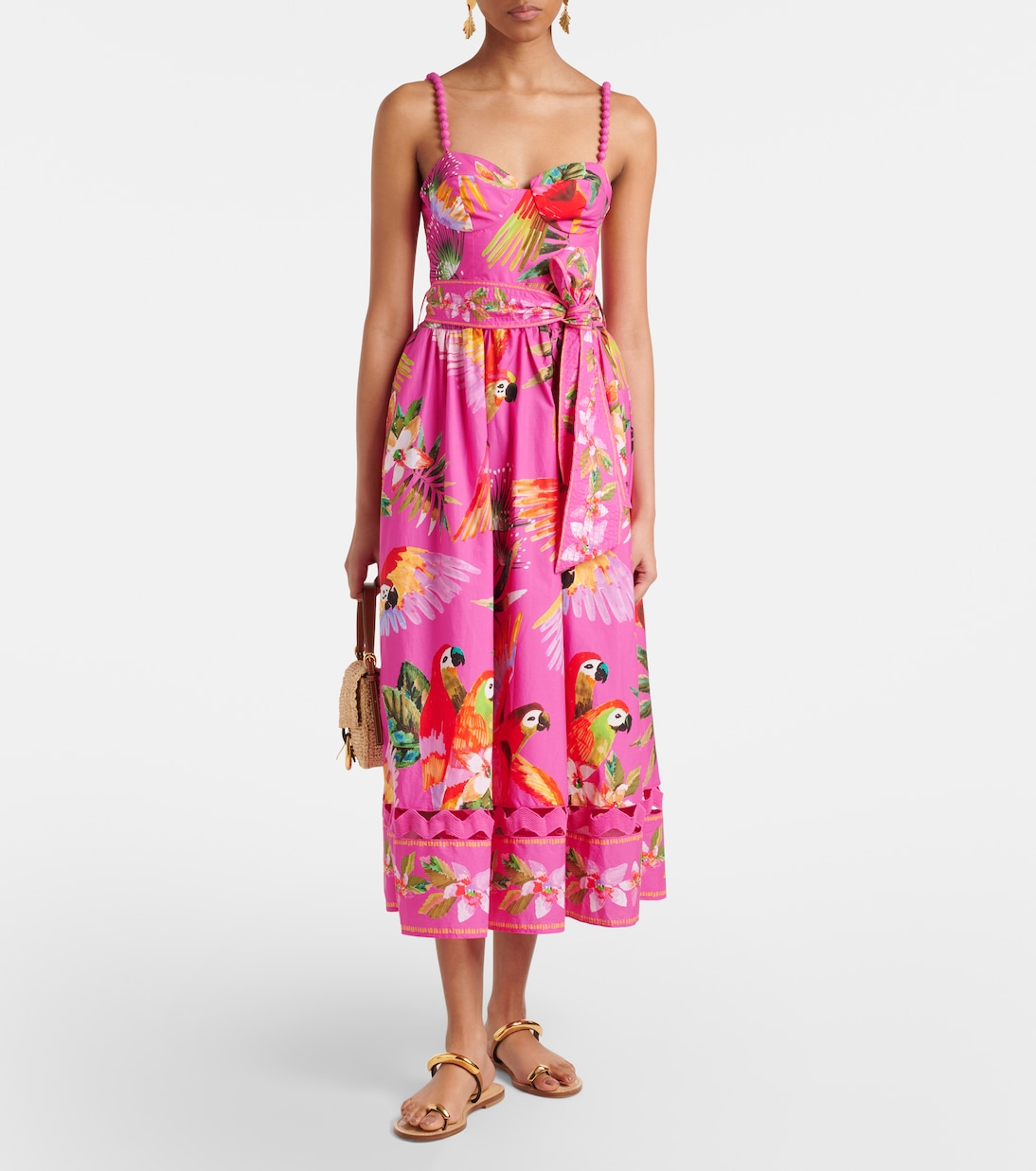 Bedrucktes Midikleid aus Baumwolle | Farm Rio