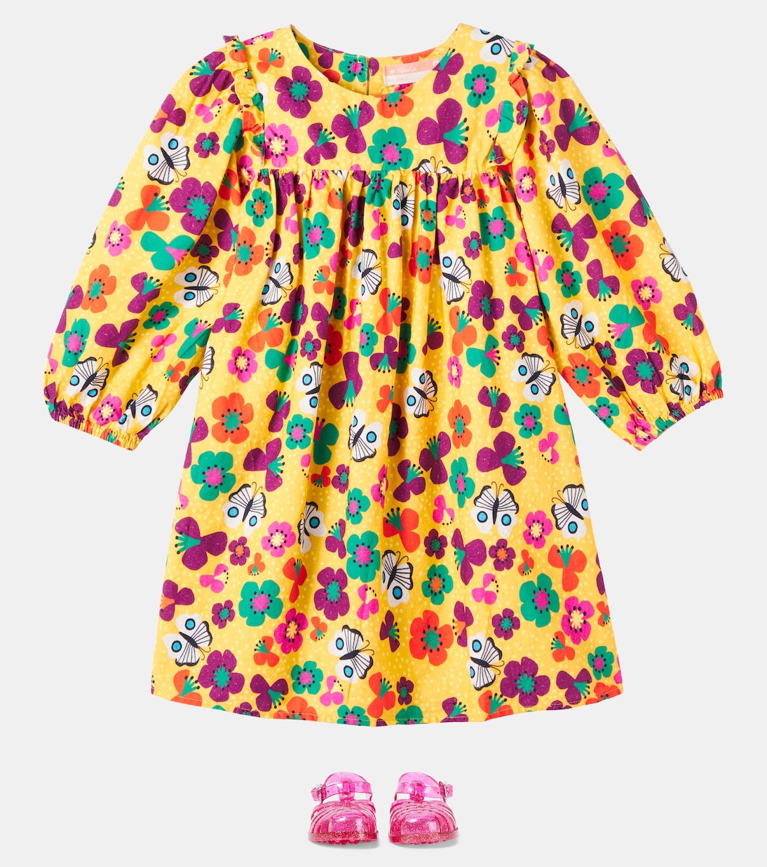 Printed ruffle-trimmed cotton dress | Fábula