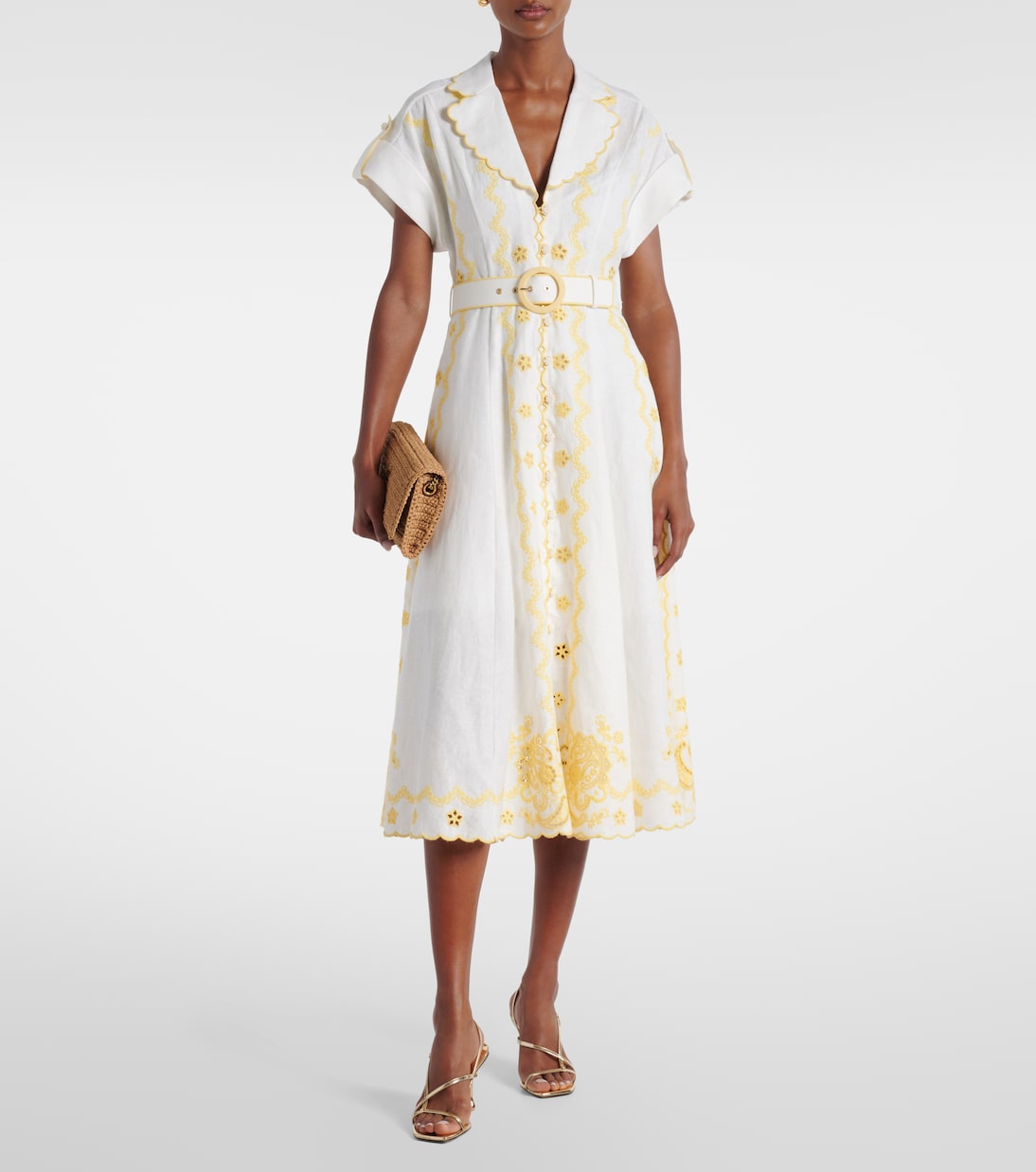 Lucky embroidered linen midi dress | Zimmermann