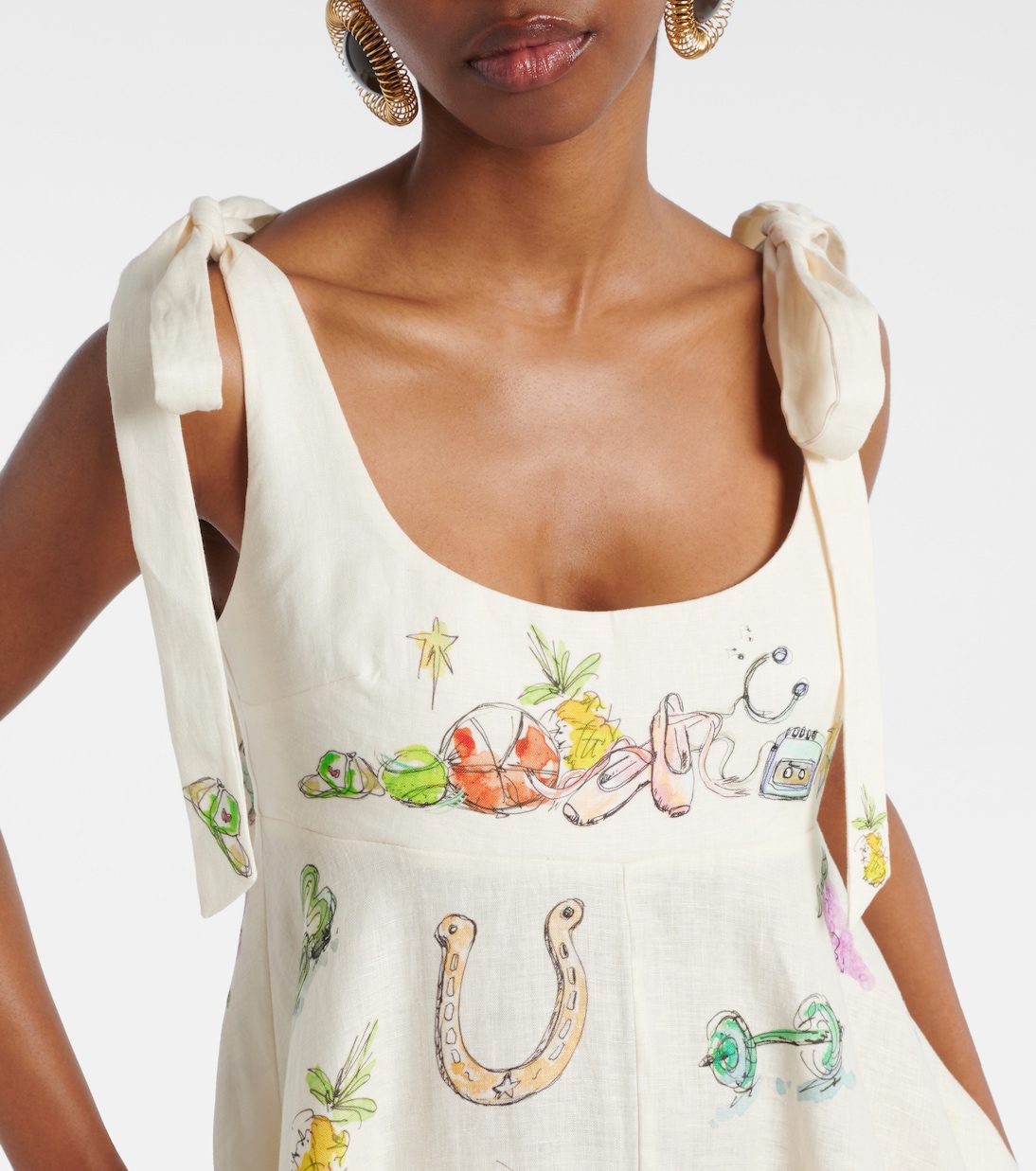 Bedrucktes Midikleid Anouk aus Leinen | Alémais