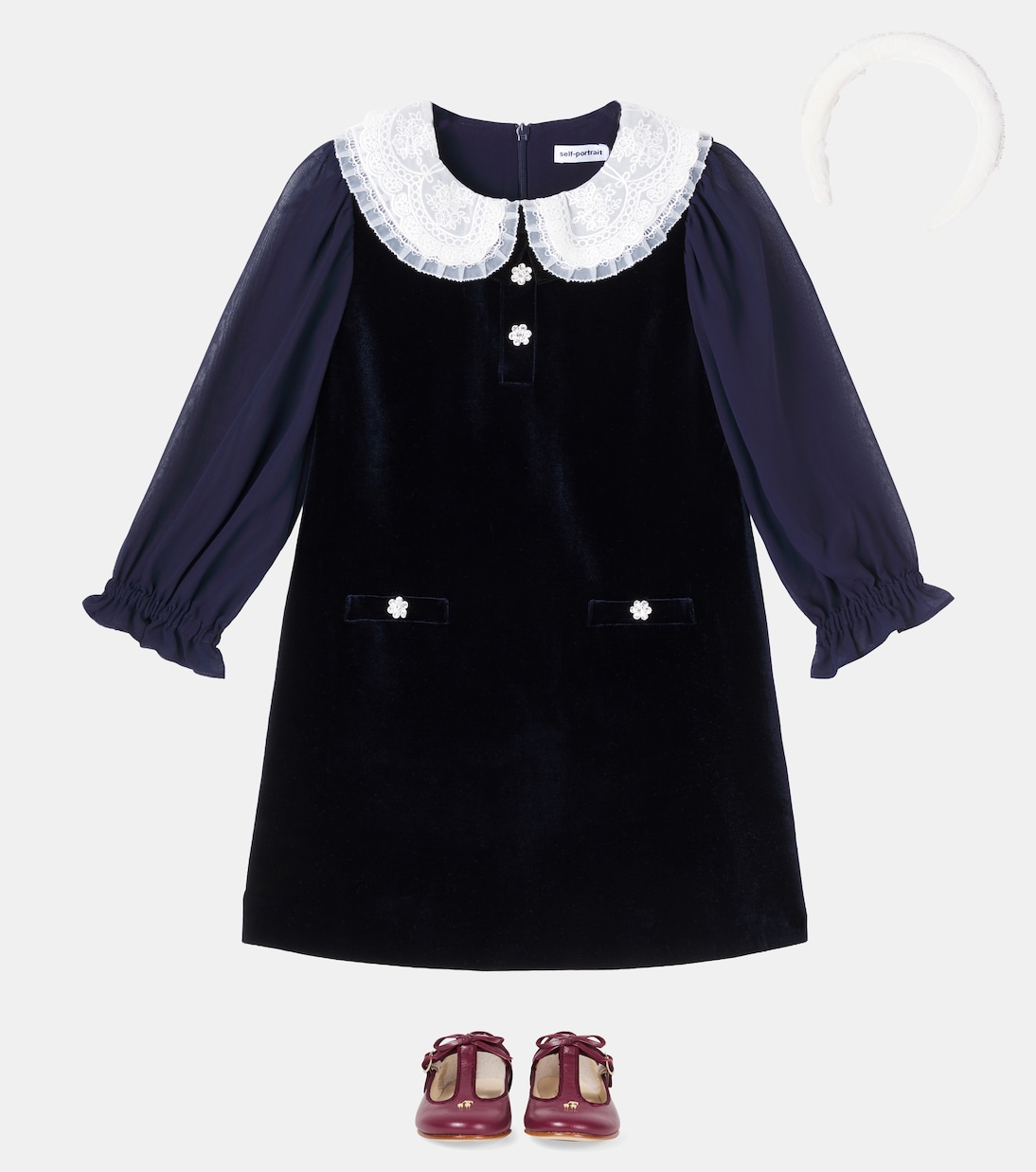 Robe en velours et dentelle | Self-Portrait Kids
