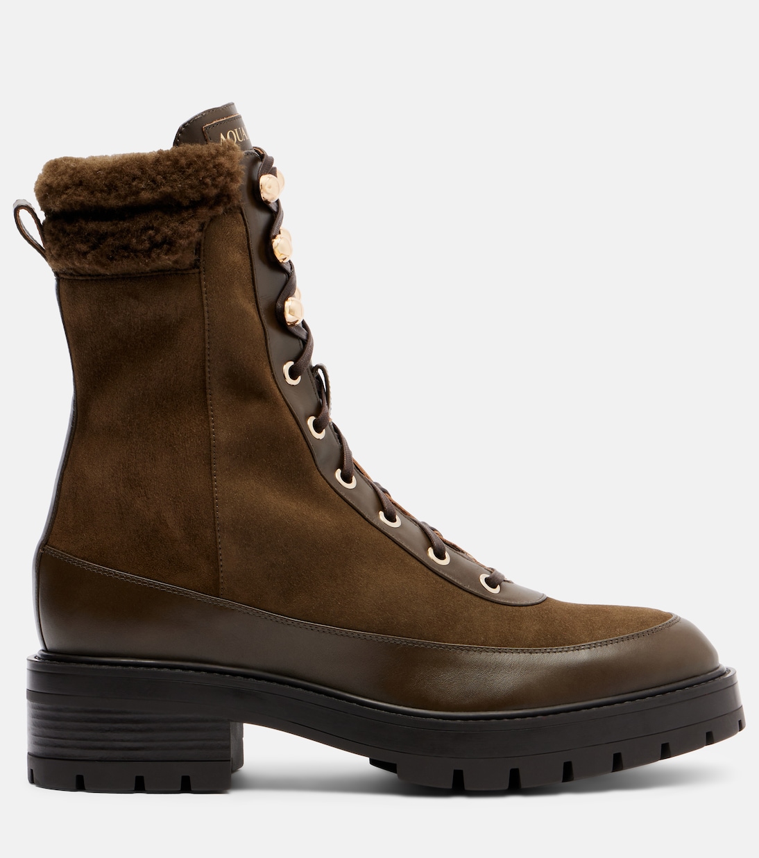 Very Cortina shearling-trimmed suede lace-up boots  | Aquazzura