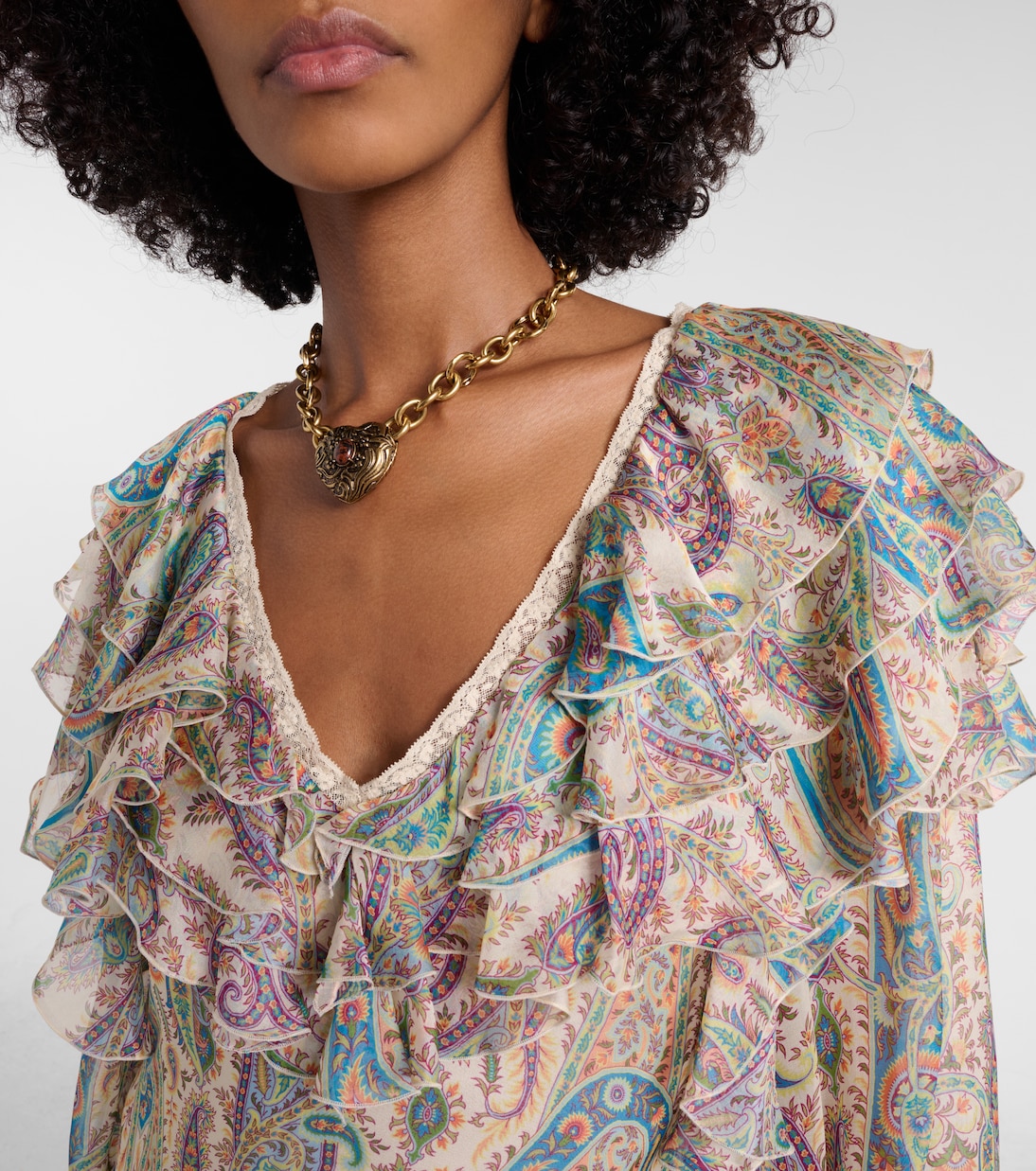 Robe aus Seiden-Georgette mit Spitze | Etro