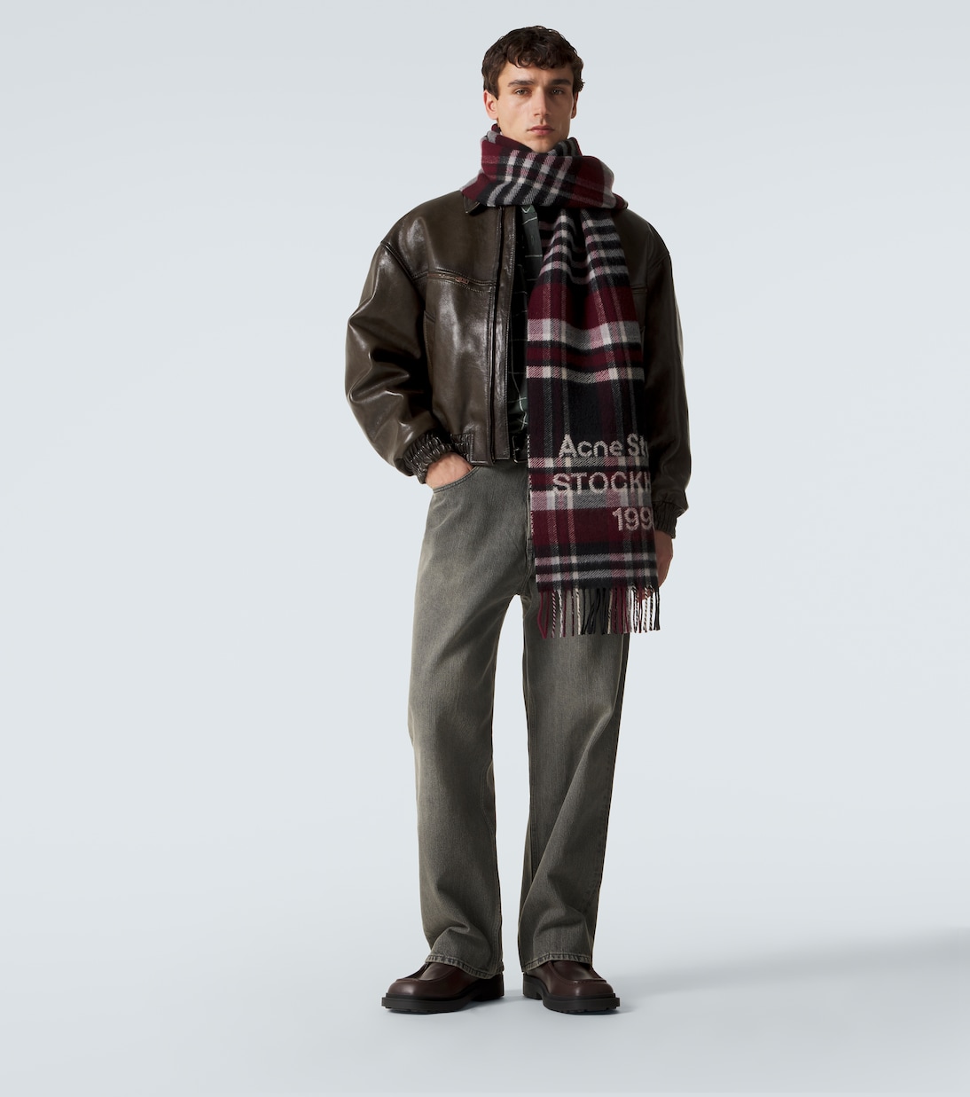 Sciarpa in lana a quadri con logo | Acne Studios