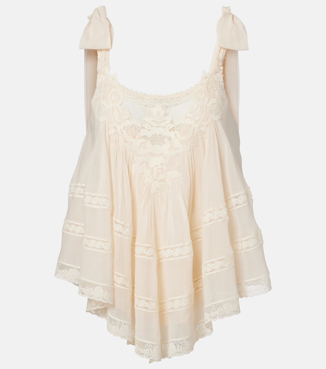 Top Awaken aus Baumwolle und Seide mit Spitze | Zimmermann