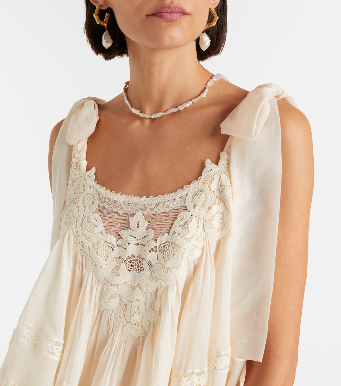 Top Awaken aus Baumwolle und Seide mit Spitze | Zimmermann