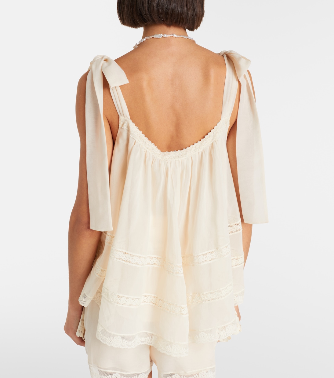 Top Awaken aus Baumwolle und Seide mit Spitze | Zimmermann