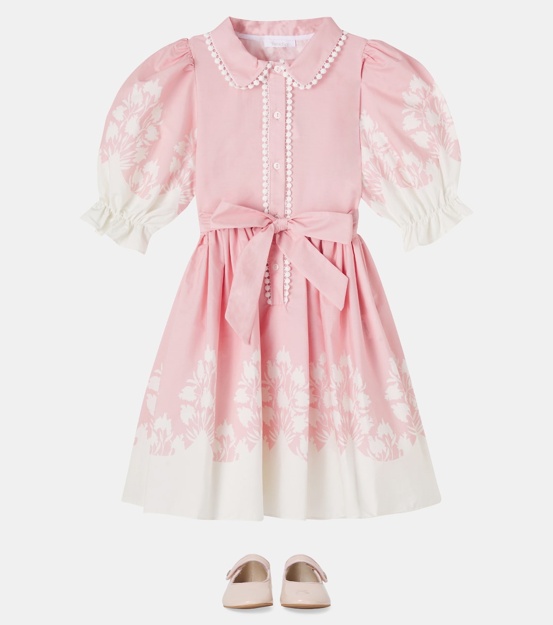 Bow-detail printed cotton shirt dress | Patachou