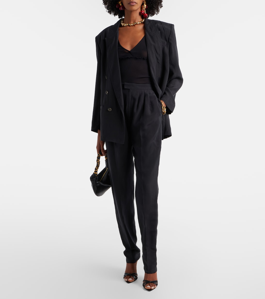 Scalloped silk satin top | Saint Laurent