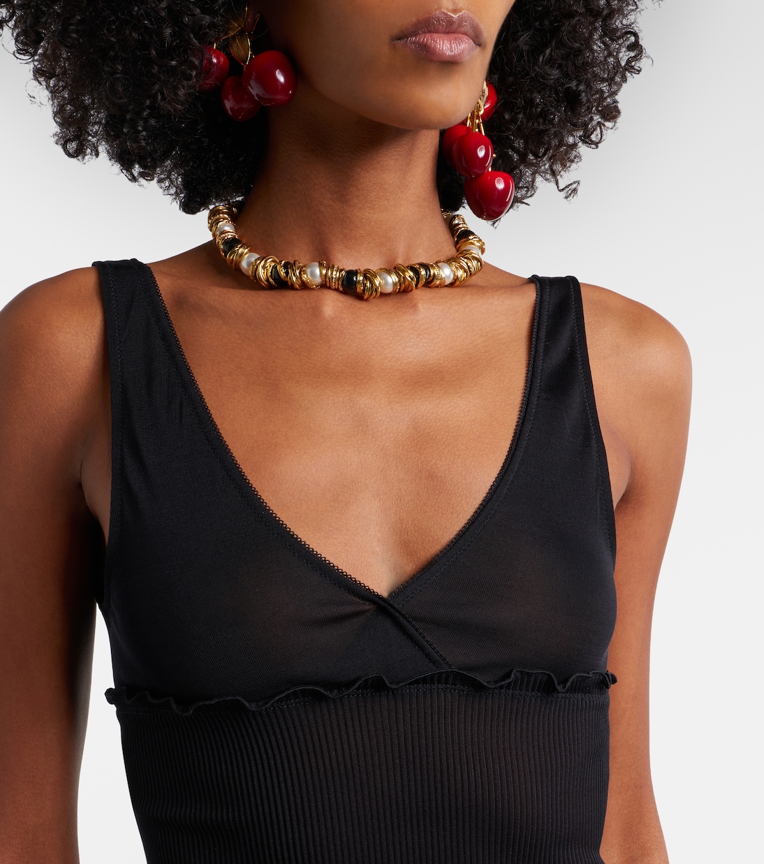 Scalloped silk satin top | Saint Laurent