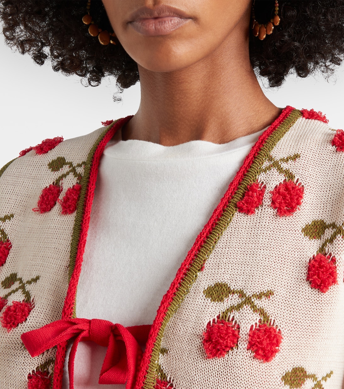 Cherry cotton-blend intarsia vest | La DoubleJ