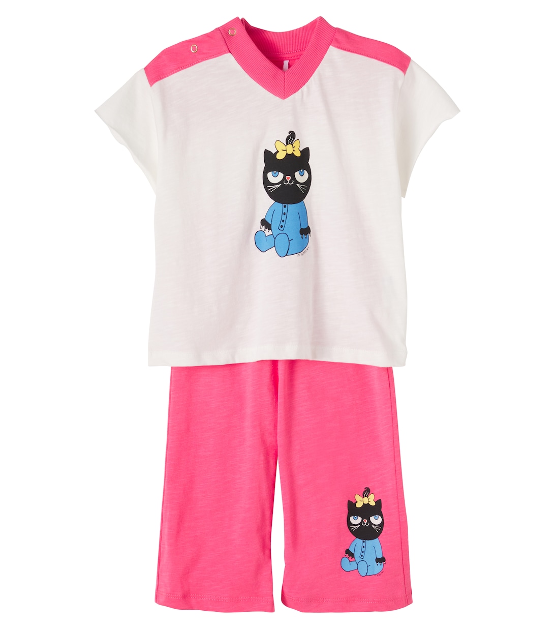 Baby Cat printed cotton top and pants set | Mini Rodini