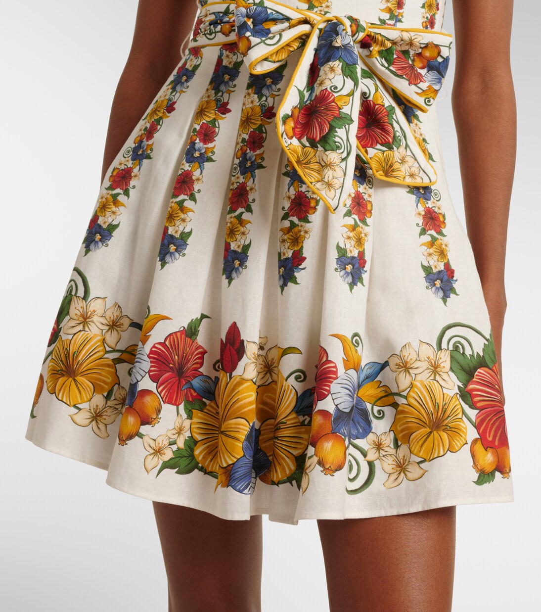 Vestido corto en mezcla de lino floral | Farm Rio