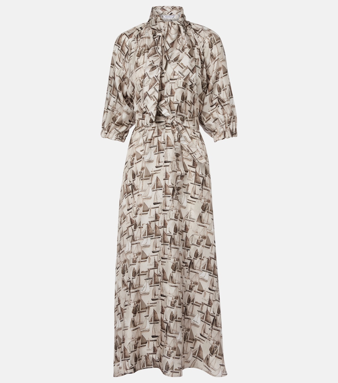 Robe midi en soie à col lavallière | Max Mara