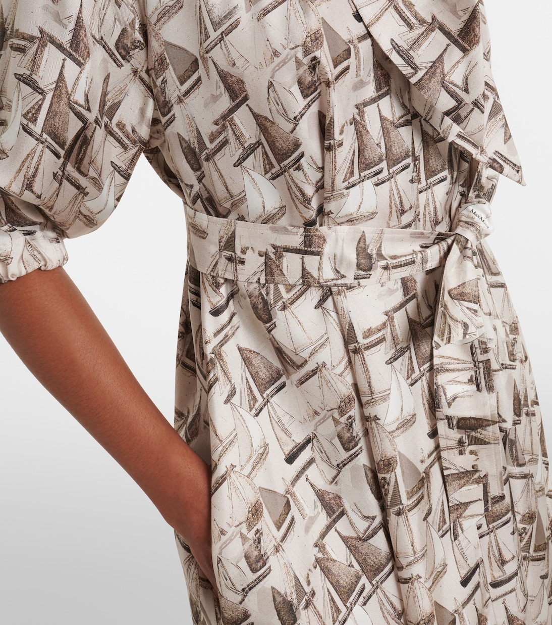 Robe midi en soie à col lavallière | Max Mara