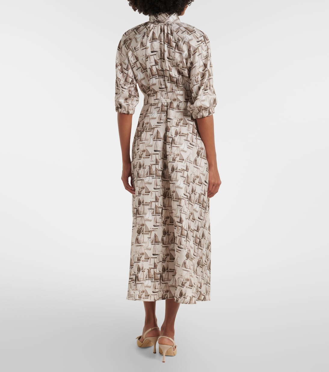 Robe midi en soie à col lavallière | Max Mara