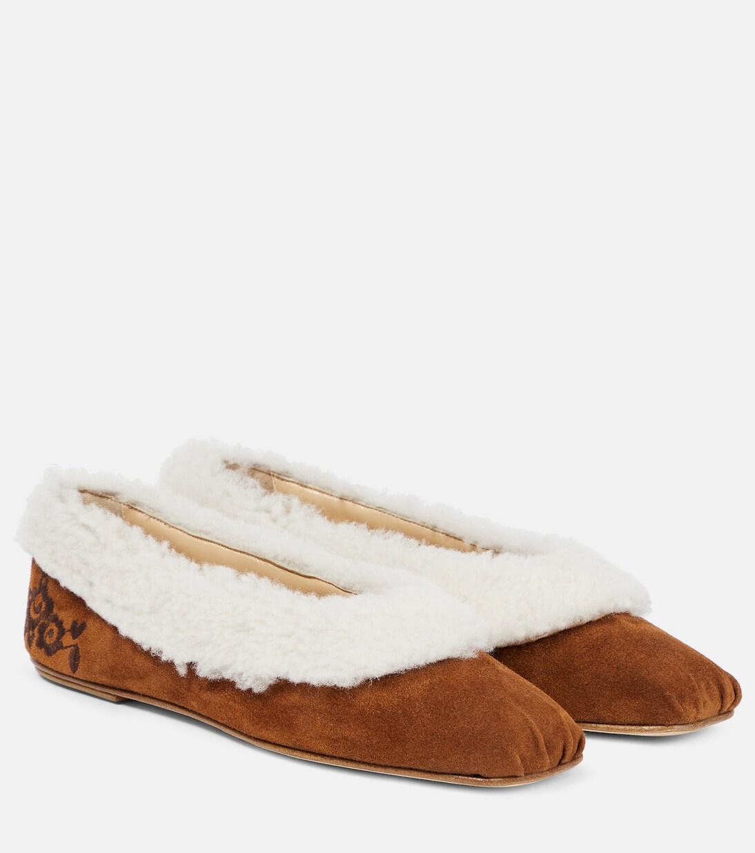 Embroidered shearling ballet flats | Magda Butrym