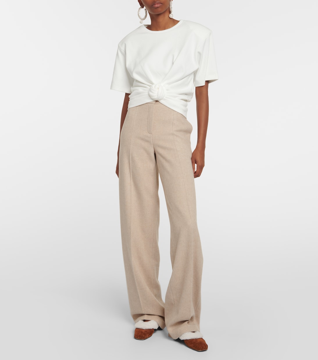 Embroidered shearling ballet flats | Magda Butrym