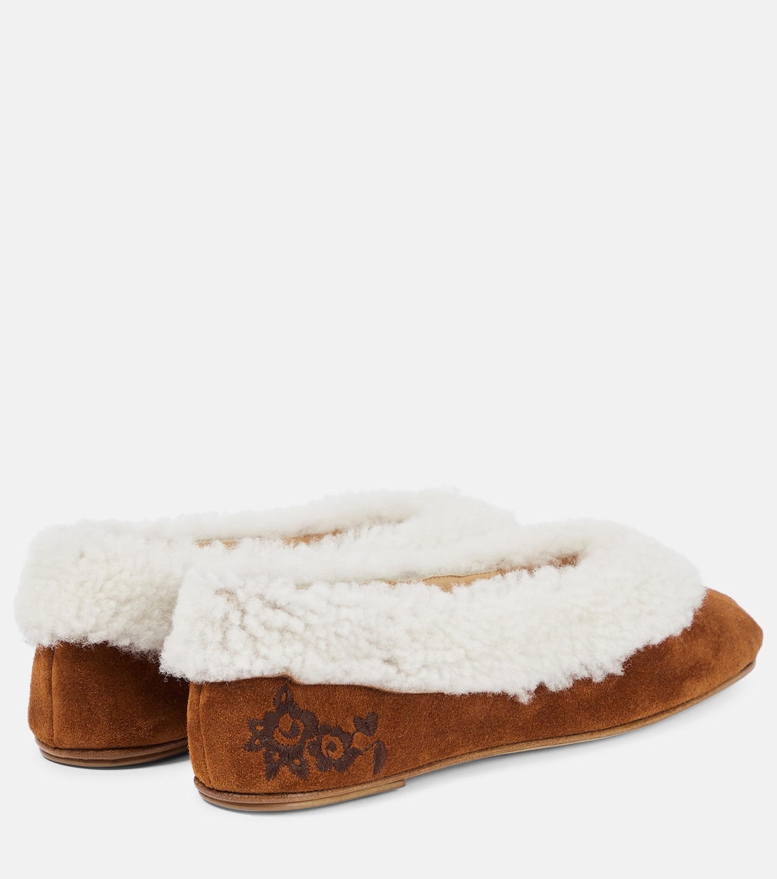 Embroidered shearling ballet flats | Magda Butrym
