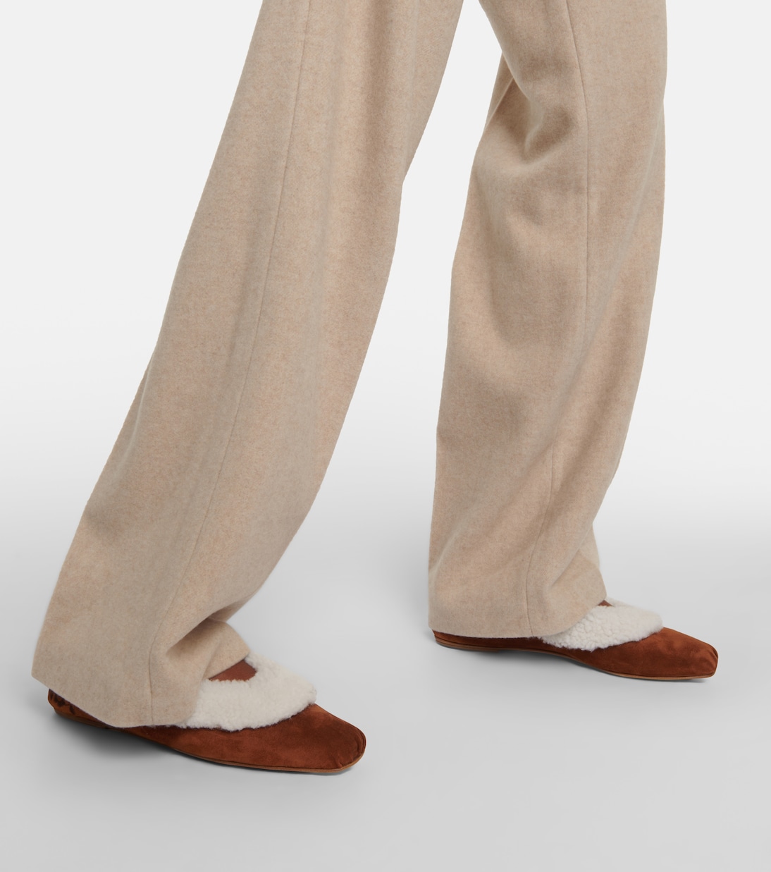 Embroidered shearling ballet flats | Magda Butrym