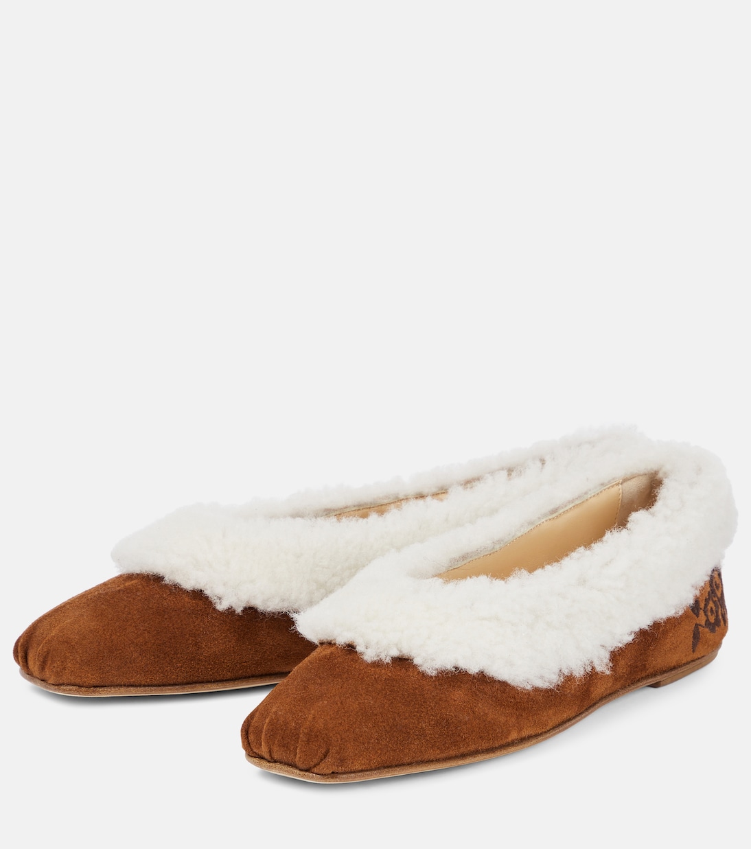 Embroidered shearling ballet flats | Magda Butrym