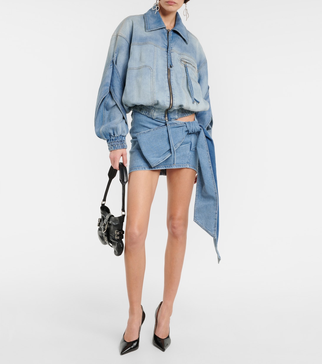 Minifalda de denim con detalle de lazo | Blumarine