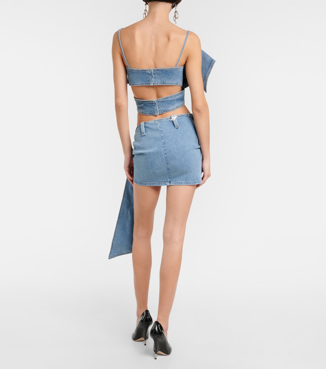 Minifalda de denim con detalle de lazo | Blumarine
