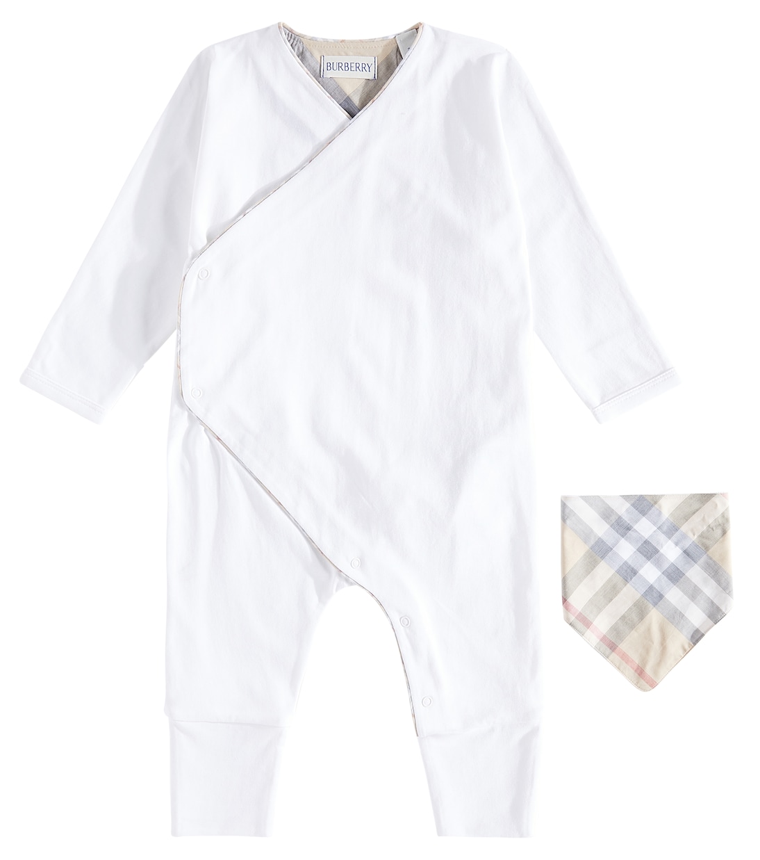 Baby - Jumpsuit corta e bavaglino in cotone | Burberry Kids