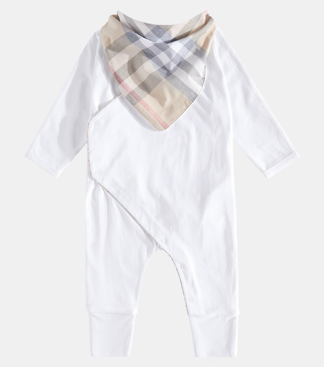 Baby - Jumpsuit corta e bavaglino in cotone | Burberry Kids